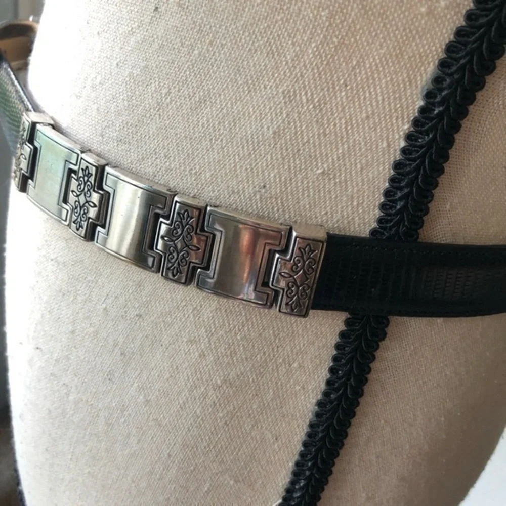 Vintage 80's Brighton Genuine Leather Metal Belt Size L